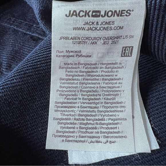 JACK & JONES Navy Blue Corduroy Buttoned Men Shirt Jacket Size M - Picture 7 of 7